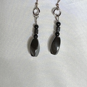 Hematite, Black, Onyx, Dangle, Earrings