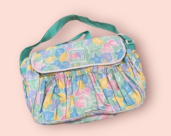 Vintage 1990s Pastel Heart Diaper Bag with Original Changing Pad