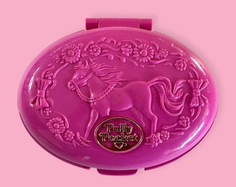 Vintage 1995 Polly Pocket Pink Palomilla Horse Stable Compact Blue Bird Toys Compact Only