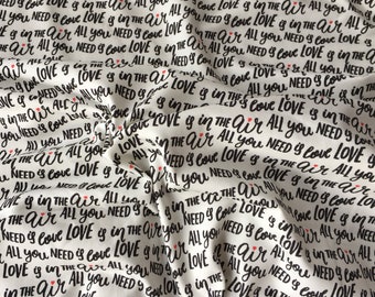 Shirt fabric "Loveletters" black and white
