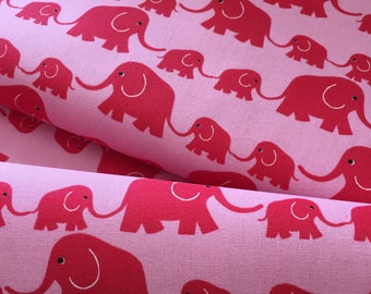 Cotton fabric "elephant"red-pink