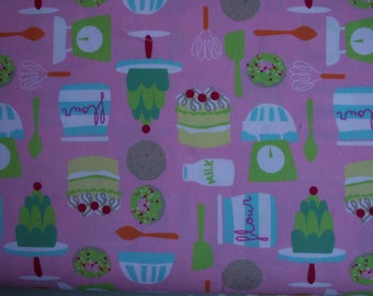 Cotton fabric "sweat cakes" pink, light blue, green, white