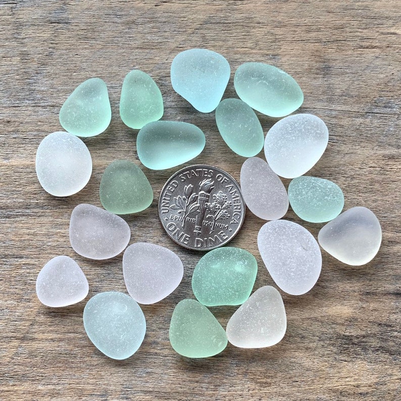 Aqua /& White Sea Glass Pieces