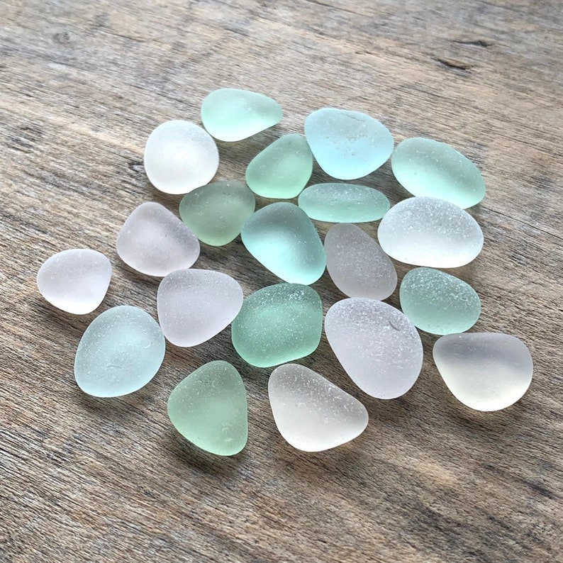 Aqua /& White Sea Glass Pieces