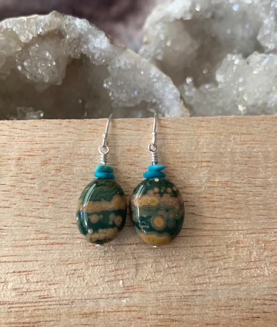 Ocean Jasper & Turquoise drop earrings