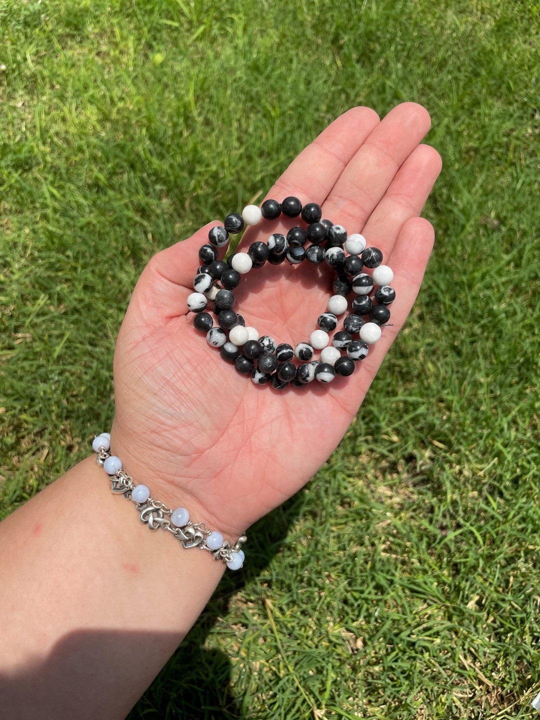 Black Zebra Stone Crystal Bracelet/ Black Zebra Stone/ Zebra Stone