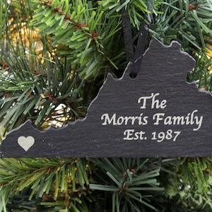 Virginia Black Slate Christmas Ornament- Personalized with Laser Engraving