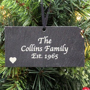 Kansas Black Slate Christmas Ornament- Personalized with Laser Engraving