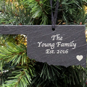 Oklahoma Black Slate Christmas Ornament- Personalized with Laser Engraving