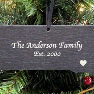 South Dakota Schwarzer Schiefer Christbaumschmuck - Personalisiert mit Lasergravur