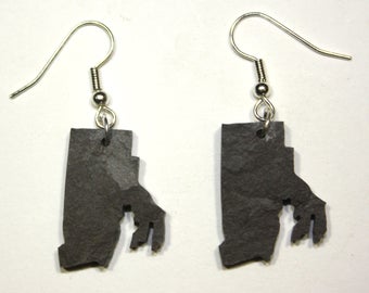 Rhode Island Slate Earrings- Personalized with Laser Engraving