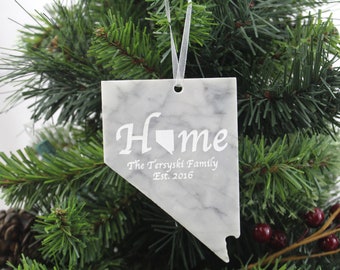 Nevada Marble Christmas Ornament- Personalized with Laser Engraving