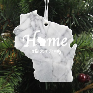 Wisconsin Marble Christmas Ornament- Personalized with Laser Engraving