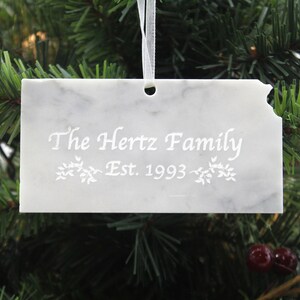 Kansas Marble Christmas Ornament- Personalized with Laser Engraving