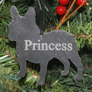 French Bulldog Black Slate Christmas Ornament- Personalized Memorial for your Pet