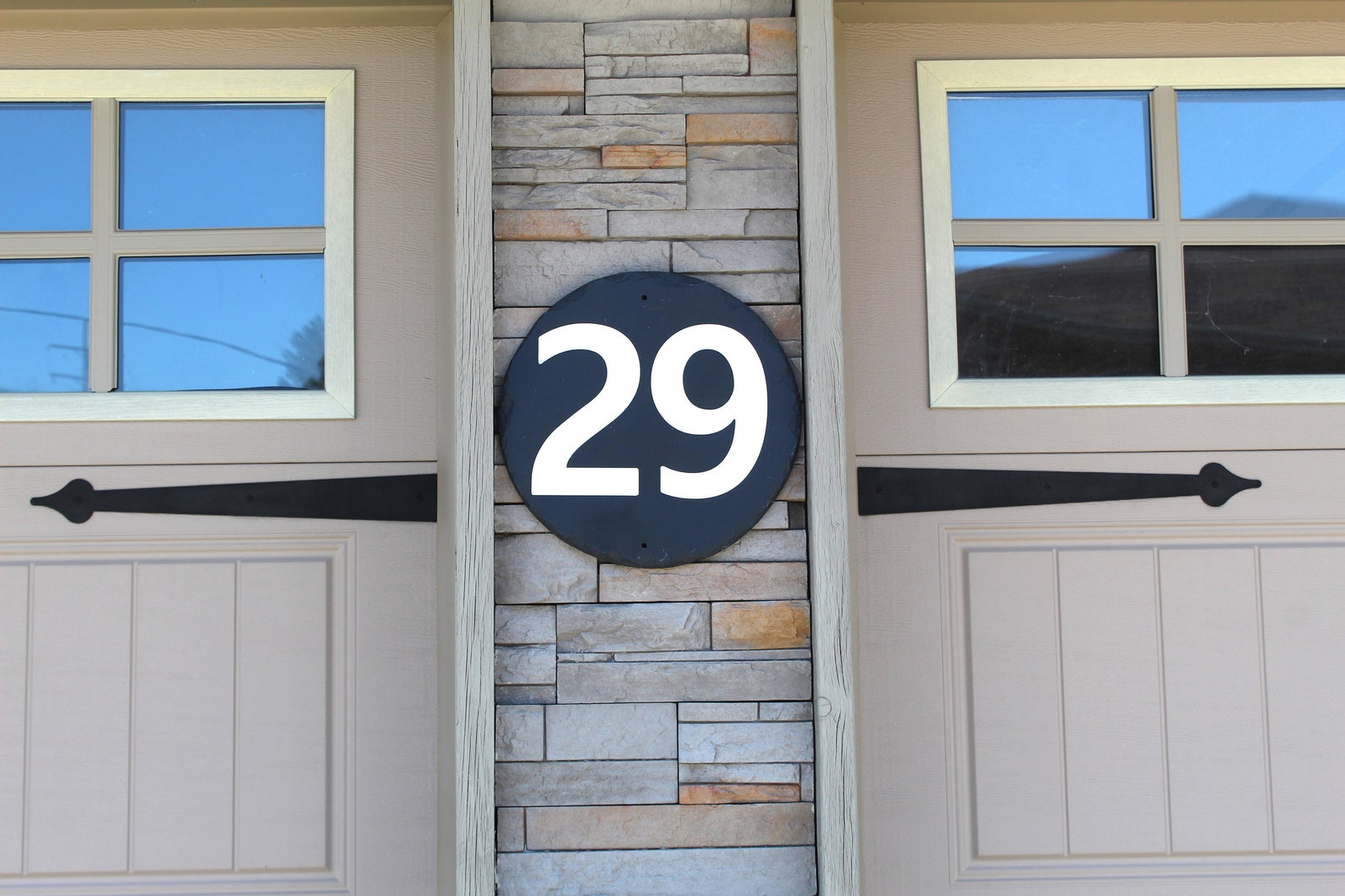 Circle Carved Slate House Number Sign Etsy