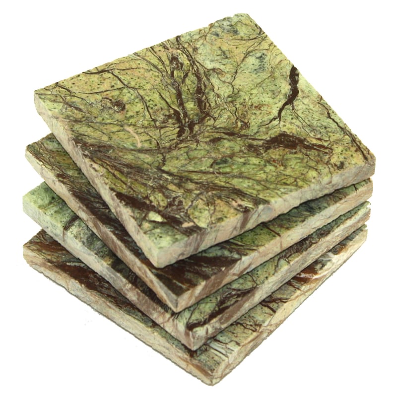Square Rainforest Green Marble Stone Coasters Personalized Etsy