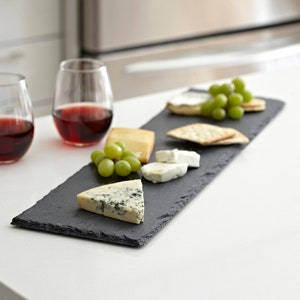 Long Skinny Rectangle Black Slate Cheese Board- Personalized with Laser Engraving
