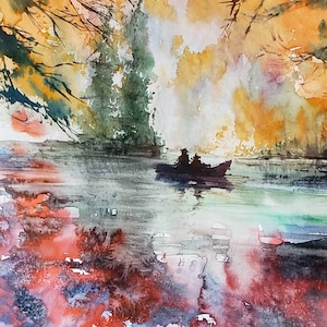 Lake in Switzerland. Original watercolor painting 18&quot;x24&quot;