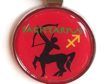 Sagittarius Keychain Zodiac Astrological Star Sign Astrology 1.25" Dome Key Ring by Mary Ellis