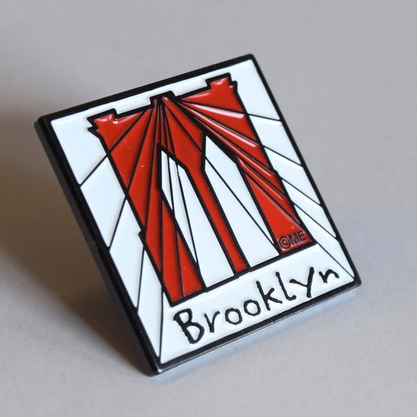 Brooklyn Pin, Brooklyn Bridge, New York Pin, Enamel Pin, NYC,  Lapel Pin,  1" Fun Gift Souvenir Collectible Art by Artist Mary Ellis