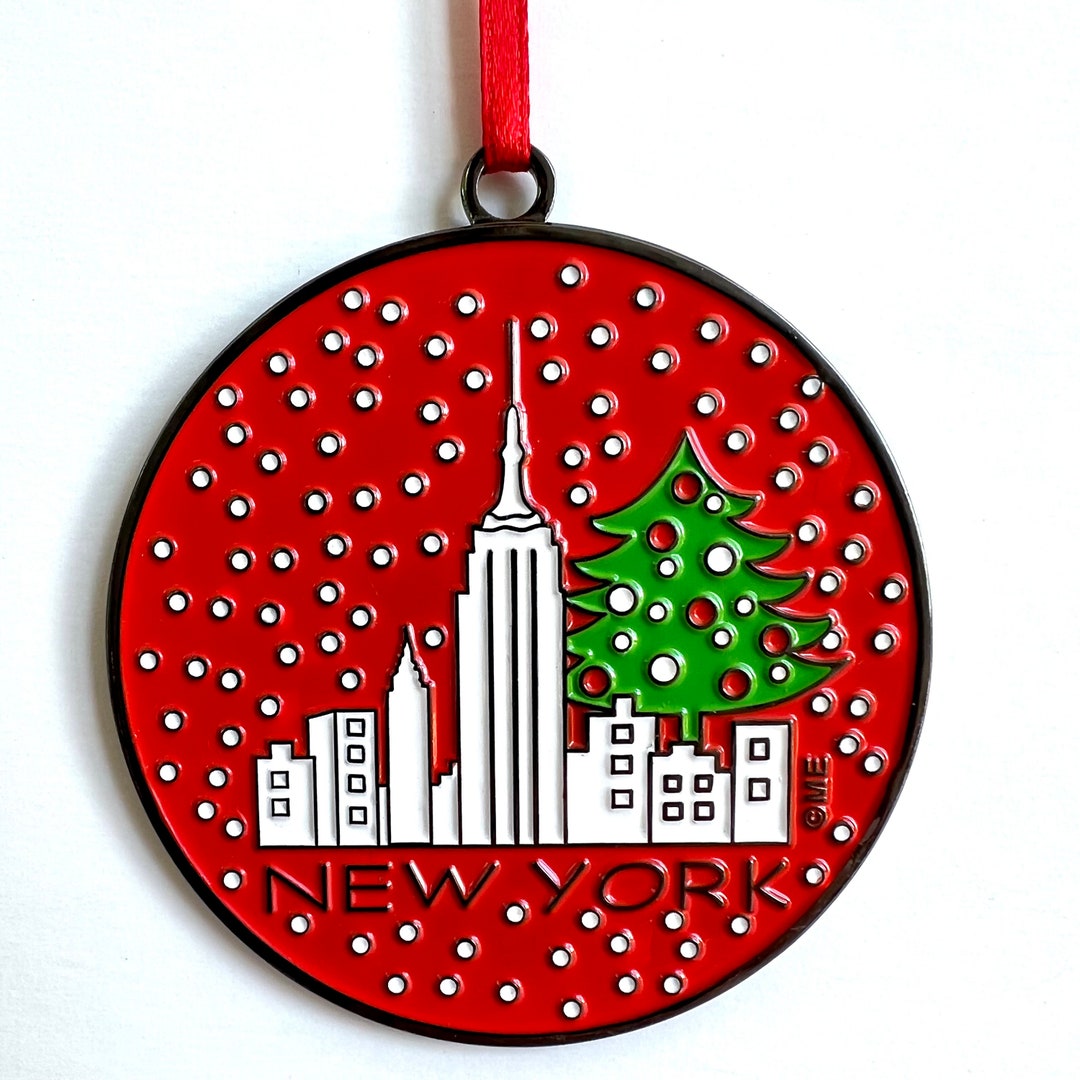 New York Christmas Ornament Holiday Skyline Christmas Tree Etsy