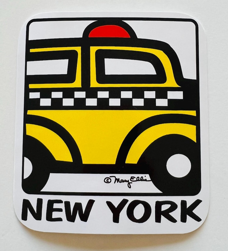 Yellow Cab Sticker New York Sticker Giant 4 Inch New York City Souvenir Gift Peel and ...
