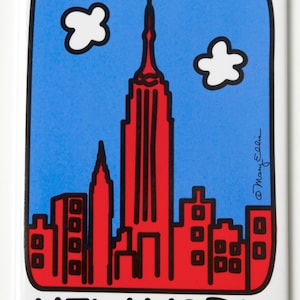 New York City Magnet Skyline NYC Souvenir Gift 3.5&quot; x 2.5&quot; Refrigerator Magnet Mini Painting by Mary Ellis