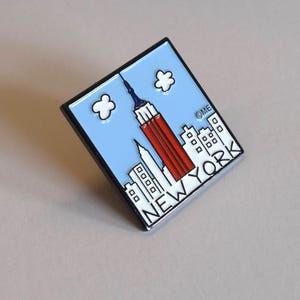 New York Pin, Enamel Pin, NYC,  Skyline, Lapel Pin,  1&quot; Fun Gift Souvenir Collectible Pop Art by Artist Mary Ellis