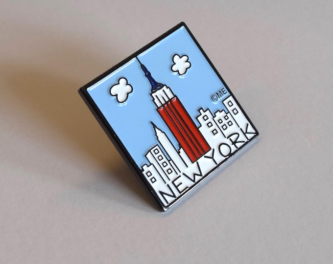 New York Pin, Enamel Pin, NYC,  Skyline, Lapel Pin,  1" Fun Gift Souvenir Collectible Pop Art by Artist Mary Ellis