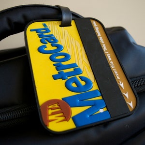 Luggage Tag New York City MetroCard Subway Large Heavy Duty ID Tag Souvenir Gift Officially MTA licensed