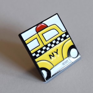 New York Pin, Enamel Pin, NYC, Taxi Cab, Lapel Pin,  1&quot; Fun Metal New York City Gift Souvenir Collectible Pop Art by Artist Mary Ellis