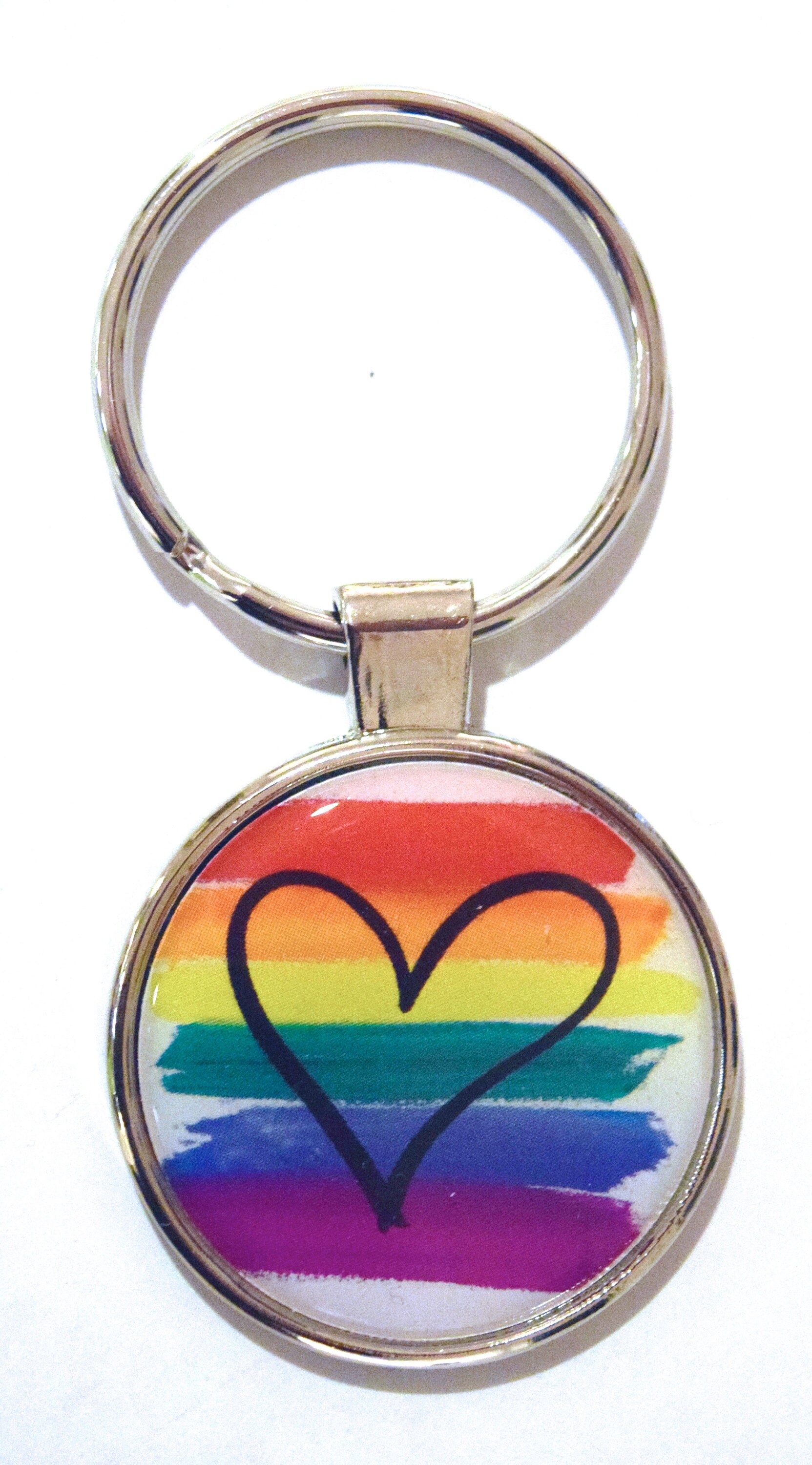 Pride Flags Key Rainbow Pride Flag Heart Keychain Metal Key Chain 1.25x2.25