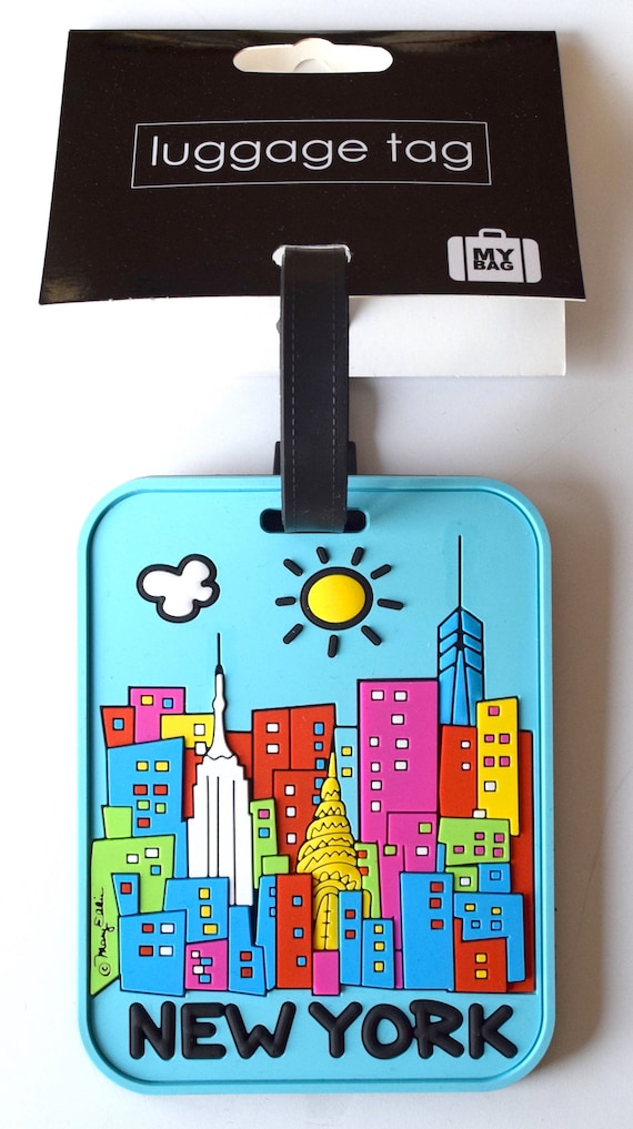 New York Luggage Tag Sunny Skyline Large Heavy Duty Flexible Etsy