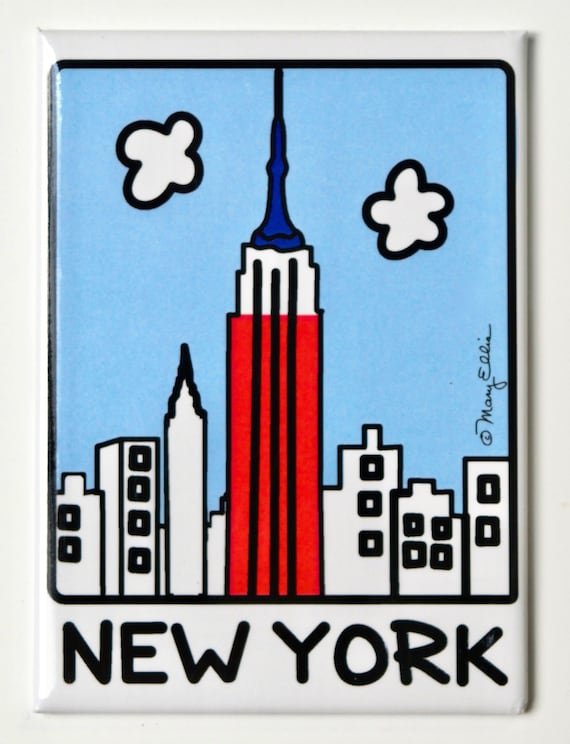 New York City Magnet Empire State Building Red White and Blue NYC