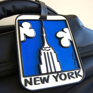 Luggage Tag New York City Empire State Building Heavy Duty Bag Tag Art by Mary Ellis