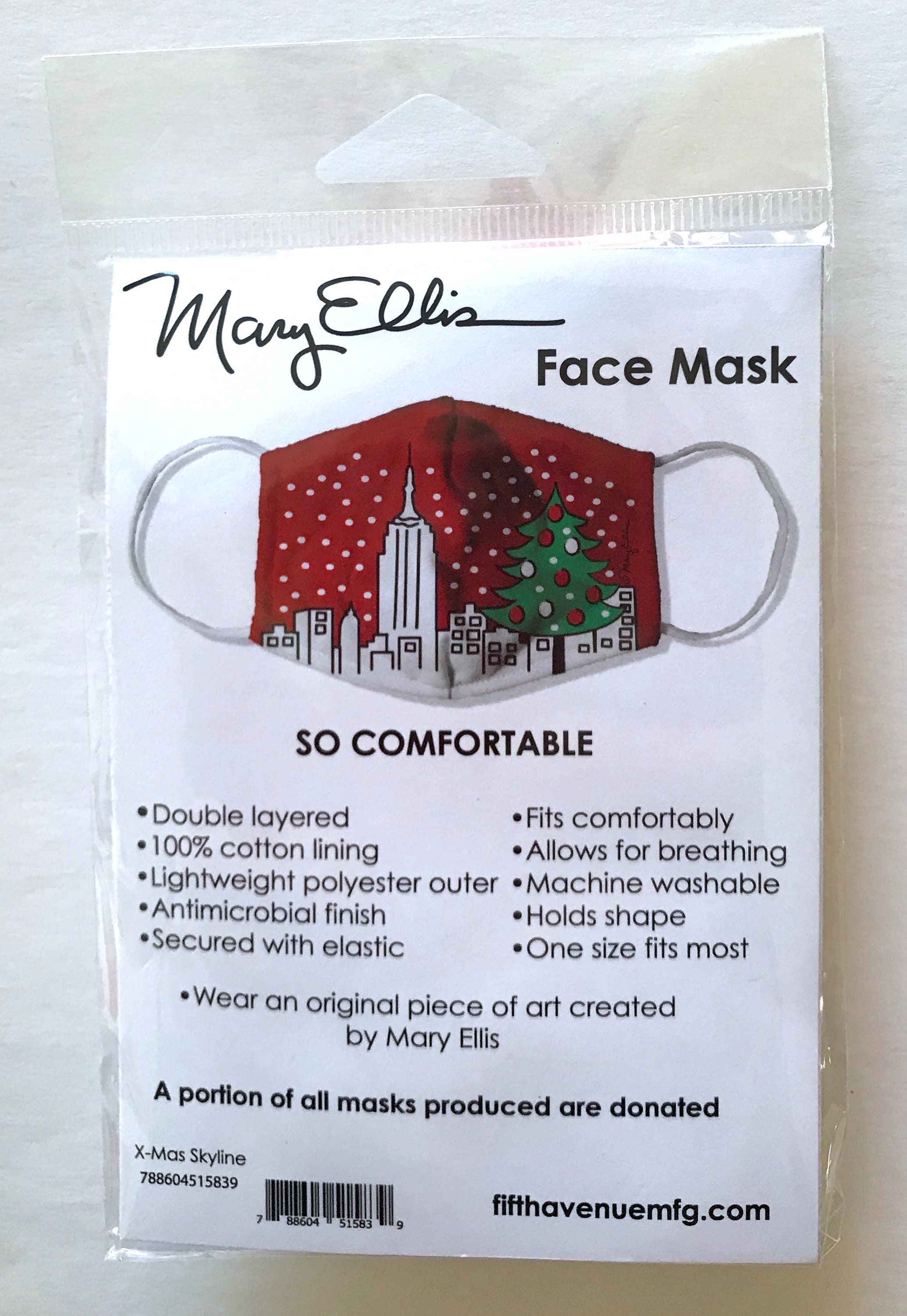 Set of Two New York Christmas Face Masks NYC Skyline by Mary Etsy