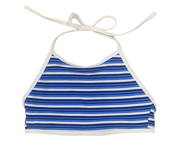 blue and white halter top