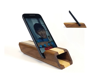 Wood Phone Stand + Amplifier | CHESTER 33 - Speaker & Dock System in Walnut and Maple - Housewarming Gift Tech - Smartphones Tablets