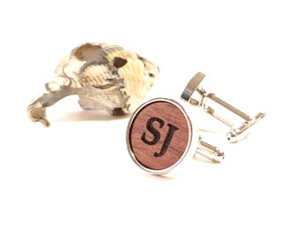 Custom Engraved Wood Cufflinks | ABERTHAU - Crafted in Rosewood - Personalized Gifts for Groomsmen, Weddings, Dad, Husband, Boyfriend