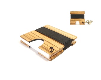 Square Business Card Holder | CORDOVA M - in Zebrawood - Handcrafted Wooden Card Case For Business, Corporate, Onboarding Gifts & Networking
