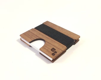 Modern Square Business Card Case - CORDOVA M - Wooden Card Holder For Business, Company, Corporate, Onboarding - Gift for Boss, Her & Him