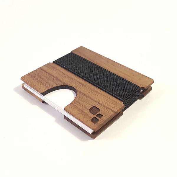 Modern Square Business Card Case - CORDOVA M - Wooden Card Holder For Business, Company, Corporate, Onboarding - Gift for Boss, Her & Him