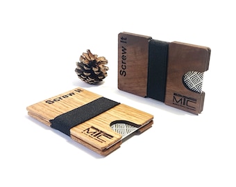 Engraved Standard Business Card Case  | CORDOVA W - Wood Expandable Design Card Holder - For Business, Company, Office, Onboarding Gifts