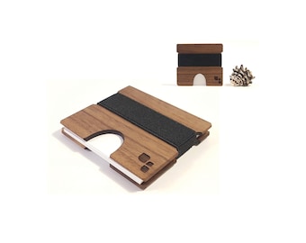 Square Walnut Business Card Holder | Cordova M - Minimalist Wood Card Case For Business, Corporate, Onboarding + Personalized Gifts