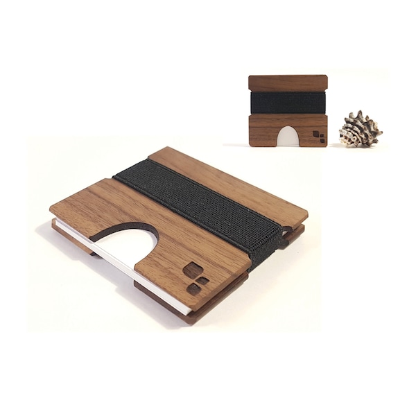 Porte-cartes de visite carré en noyer | Cordova M - Porte-cartes en bois minimaliste pour entreprise, entreprise, intégration + cadeaux personnalisés