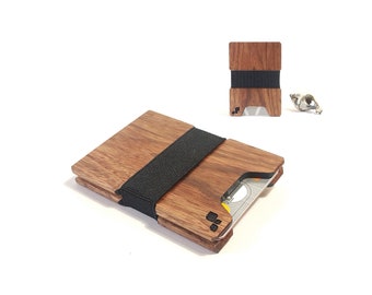 Cartera fina de madera chechena / Tarjetero expandible, hecha a mano