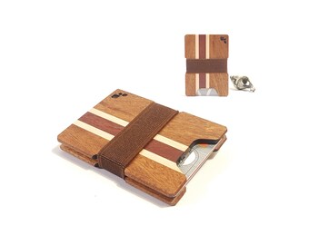Minimalist Wallet | CARRALL XT - Mahogany & Maple Wood - Expandable Design Holds Over 5x Debit, ID, Gift + Credit Cards - Gift for her