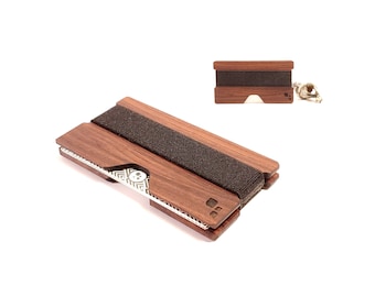 Business Card Case | CORDOVA S - Black Walnut Wood - Wide Expandable Wooden Card Holder - Gifts For Business, Company, Office + Onboarding