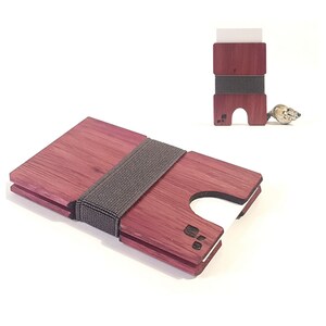 Purpleheart Standaard Visitekaartjeshouder | CORDOVA W - Handgemaakte houten kaartdoos - Voor bedrijven, bedrijven + Onboarding Gift - Voor haar